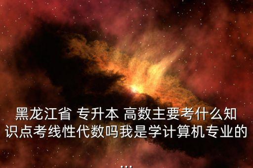 黑龍江省 專升本 高數(shù)主要考什么知識(shí)點(diǎn)考線性代數(shù)嗎我是學(xué)計(jì)算機(jī)專業(yè)的...