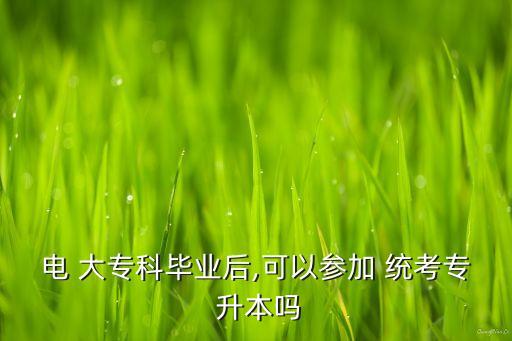 電 大專科畢業(yè)后,可以參加 統(tǒng)考專 升本嗎