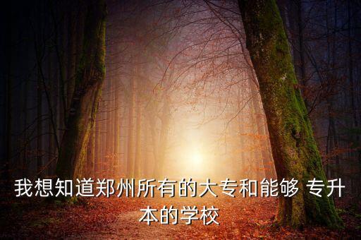 我想知道鄭州所有的大專和能夠 專升本的學校