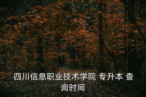 四川信息職業(yè)技術(shù)學(xué)院 專(zhuān)升本 查詢(xún)時(shí)間