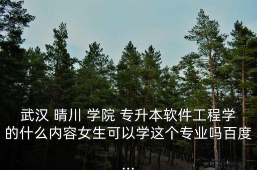 武漢 晴川 學(xué)院 專升本軟件工程學(xué)的什么內(nèi)容女生可以學(xué)這個(gè)專業(yè)嗎百度...