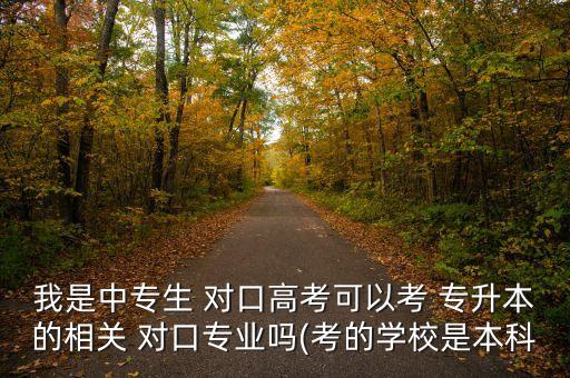 我是中專生 對(duì)口高考可以考 專升本的相關(guān) 對(duì)口專業(yè)嗎(考的學(xué)校是本科