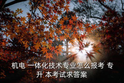  機(jī)電 一體化技術(shù)專業(yè)怎么報考 專升 本考試求答案