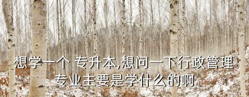 想學一個 專升本,想問一下行政管理專業(yè)主要是學什么的啊