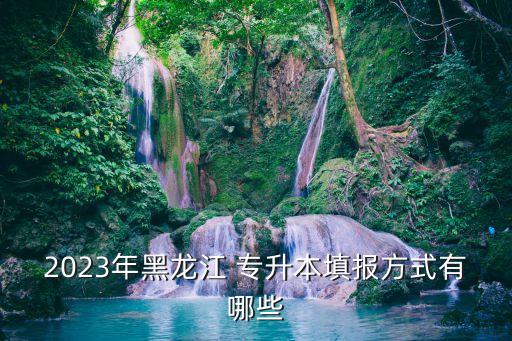 2023年黑龍江 專升本填報方式有哪些
