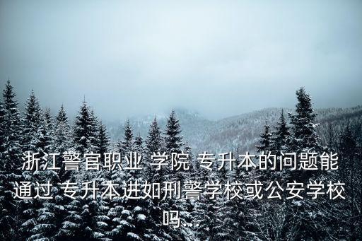 浙江警官職業(yè) 學(xué)院 專升本的問題能通過 專升本進(jìn)如刑警學(xué)?；蚬矊W(xué)校嗎...