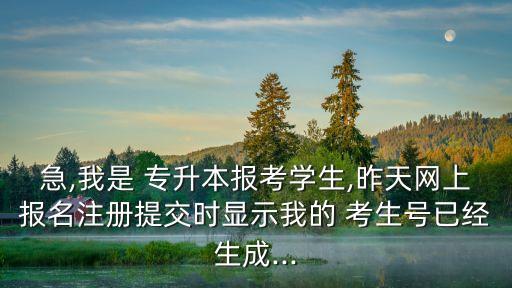 急,我是 專升本報考學生,昨天網上報名注冊提交時顯示我的 考生號已經生成...