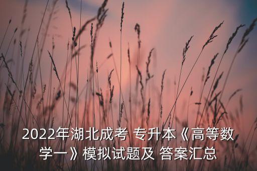 2022年湖北成考 專升本《高等數(shù)學一》模擬試題及 答案匯總