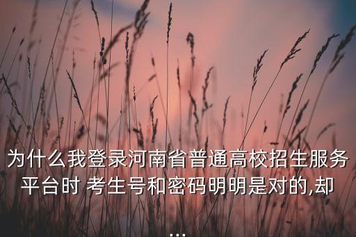 為什么我登錄河南省普通高校招生服務平臺時 考生號和密碼明明是對的,卻...