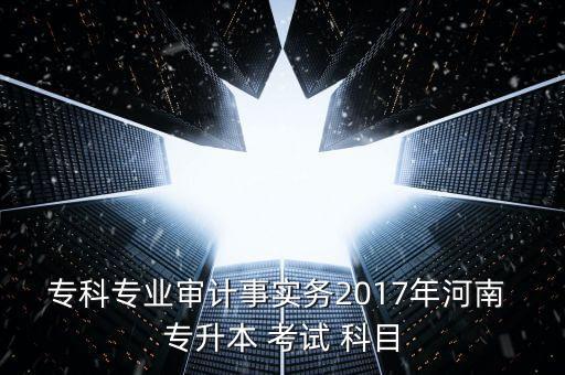 ?？茖I(yè)審計事實務(wù)2017年河南 專升本 考試 科目