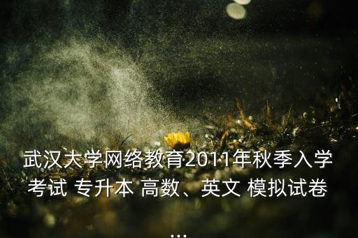 武漢大學(xué)網(wǎng)絡(luò)教育2011年秋季入學(xué)考試 專升本 高數(shù)、英文 模擬試卷...