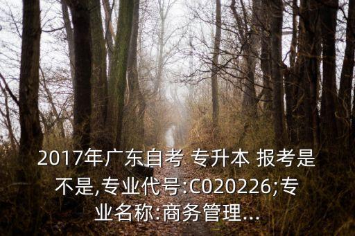 2017年廣東自考 專升本 報(bào)考是不是,專業(yè)代號(hào):C020226;專業(yè)名稱:商務(wù)管理...