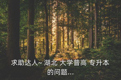求助達人~ 湖北 大學(xué)普高 專升本的問題...