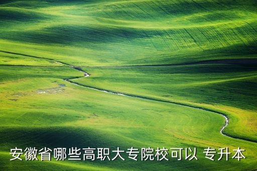 安徽省哪些高職大專院校可以 專升本