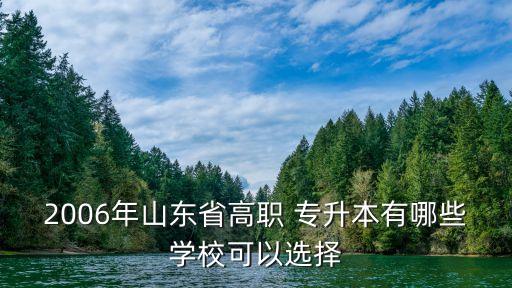 2006年山東省高職 專升本有哪些學(xué)?？梢赃x擇