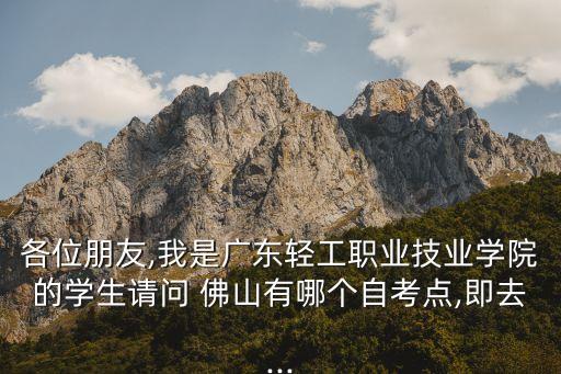 各位朋友,我是廣東輕工職業(yè)技業(yè)學(xué)院的學(xué)生請問 佛山有哪個自考點(diǎn),即去...