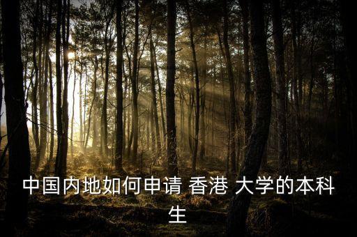 中國內(nèi)地如何申請 香港 大學的本科生