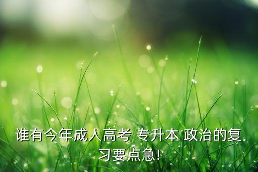 誰有今年成人高考 專升本 政治的復(fù)習(xí)要點急!