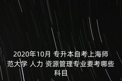 2020年10月 專升本自考上海師范大學 人力 資源管理專業(yè)要考哪些科目