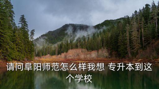 請問阜陽師范怎么樣我想 專升本到這個(gè)學(xué)校