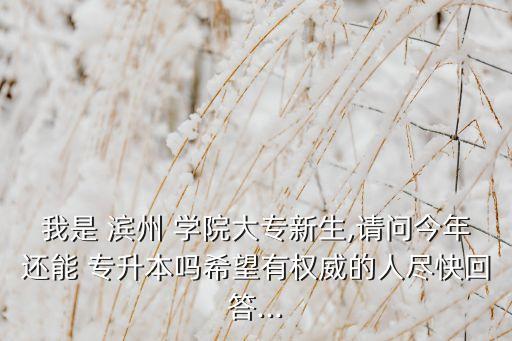 我是 濱州 學(xué)院大專新生,請問今年還能 專升本嗎希望有權(quán)威的人盡快回答...