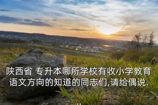 陜西省 專升本哪所學(xué)校有收小學(xué)教育語文方向的知道的同志們,請(qǐng)給偶說...