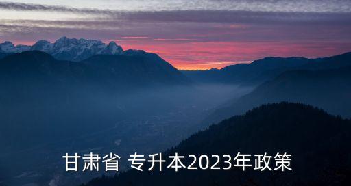  甘肅省 專升本2023年政策