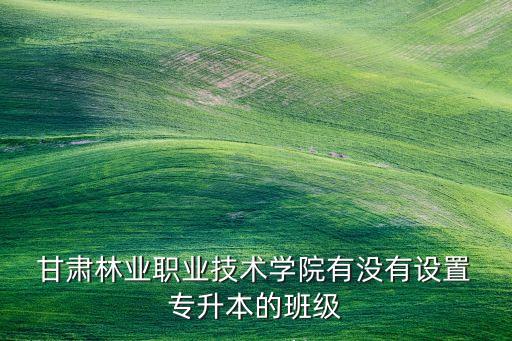  甘肅林業(yè)職業(yè)技術(shù)學(xué)院有沒(méi)有設(shè)置 專(zhuān)升本的班級(jí)