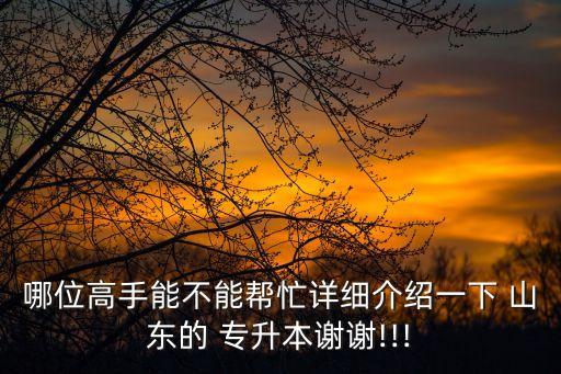 哪位高手能不能幫忙詳細介紹一下 山東的 專升本謝謝!!!