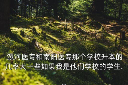  漯河醫(yī)專(zhuān)和南陽(yáng)醫(yī)專(zhuān)那個(gè)學(xué)校升本的幾率大一些如果我是他們學(xué)校的學(xué)生...