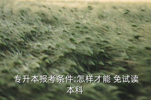  專升本報(bào)考條件:怎樣才能 免試讀本科