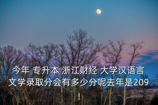 今年 專升本 浙江財(cái)經(jīng) 大學(xué)漢語言文學(xué)錄取分會有多少分呢去年是209!