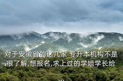 對(duì)于安徽省的這幾家 專升本機(jī)構(gòu)不是很了解,想報(bào)名,求上過的學(xué)姐學(xué)長給...