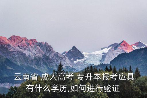  云南省 成人高考 專升本報考應具有什么學歷,如何進行驗證