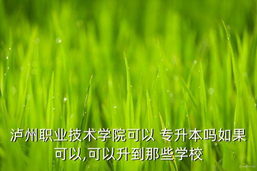 瀘州職業(yè)技術(shù)學(xué)院可以 專升本嗎如果可以,可以升到那些學(xué)校