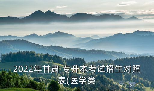 2022年甘肅 專升本考試招生對照表(醫(yī)學類