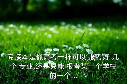 專(zhuān)接本是像高考一樣可以 報(bào)考好 幾個(gè) 專(zhuān)業(yè),還是只能 報(bào)考某一個(gè)學(xué)校的一個(gè)...