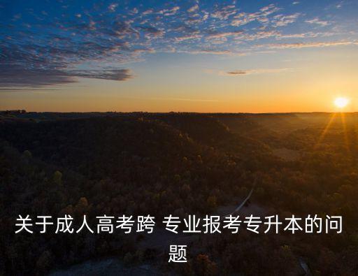 關(guān)于成人高考跨 專業(yè)報(bào)考專升本的問(wèn)題