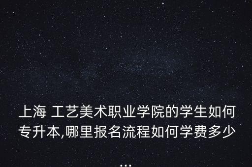  上海 工藝美術(shù)職業(yè)學(xué)院的學(xué)生如何 專升本,哪里報(bào)名流程如何學(xué)費(fèi)多少...