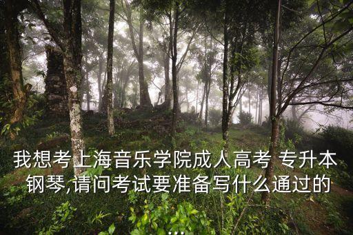 我想考上海音樂學(xué)院成人高考 專升本 鋼琴,請(qǐng)問考試要準(zhǔn)備寫什么通過的...