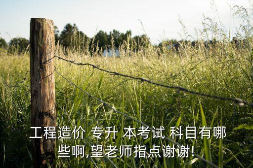  工程造價(jià) 專(zhuān)升 本考試 科目有哪些啊,望老師指點(diǎn)謝謝!