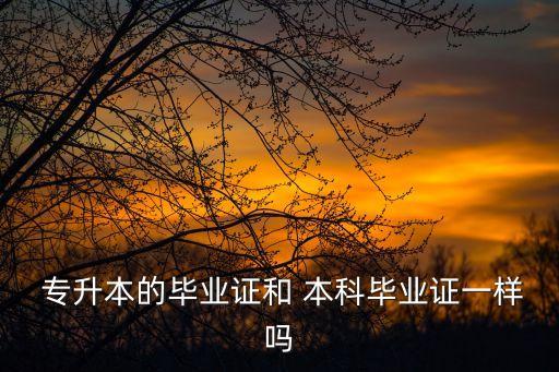  專(zhuān)升本的畢業(yè)證和 本科畢業(yè)證一樣嗎