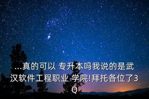...真的可以 專升本嗎我說的是武漢軟件工程職業(yè) 學院!拜托各位了3Q