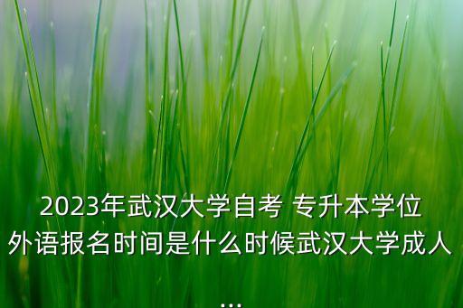 2023年武漢大學(xué)自考 專(zhuān)升本學(xué)位外語(yǔ)報(bào)名時(shí)間是什么時(shí)候武漢大學(xué)成人...