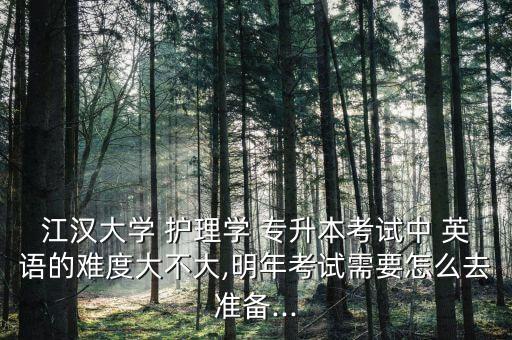 江漢大學(xué) 護理學(xué) 專升本考試中 英語的難度大不大,明年考試需要怎么去準(zhǔn)備...