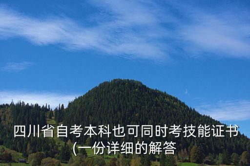  四川省自考本科也可同時考技能證書(一份詳細的解答