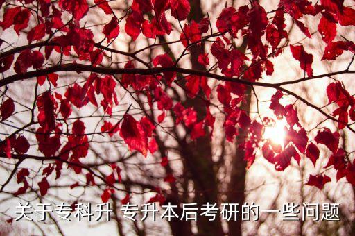 關(guān)于專科升 專升本后考研的一些問題
