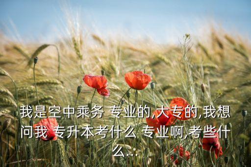 我是空中乘務(wù) 專(zhuān)業(yè)的,大專(zhuān)的,我想問(wèn)我 專(zhuān)升本考什么 專(zhuān)業(yè)啊,考些什么...