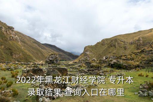 2022年黑龍江財經(jīng)學院 專升本 錄取結果 查詢入口在哪里