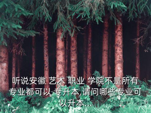 聽說安徽 藝術(shù) 職業(yè) 學院不是所有專業(yè)都可以 專升本,請問哪些專業(yè)可以升本...